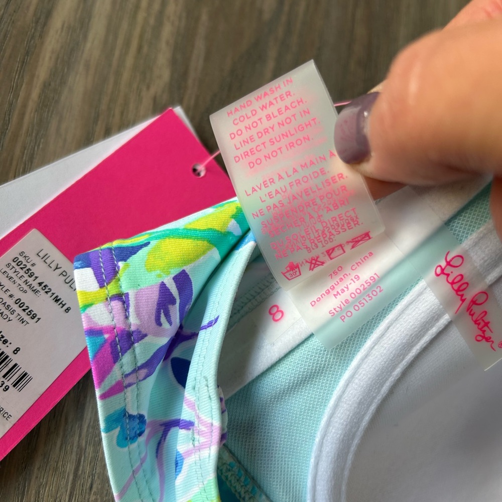 NWT Lilly Pulitzer Bikini Swim Leven Bandeau Top Blue Oasis Swim Shady Size 8 - Picture 9 of 11
